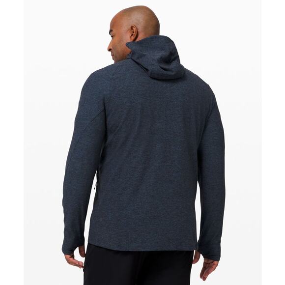 LULULEMON Surge Warm Full Zip Heathered True Navy Blue Black Sz L {I2} - Picture 2 of 6